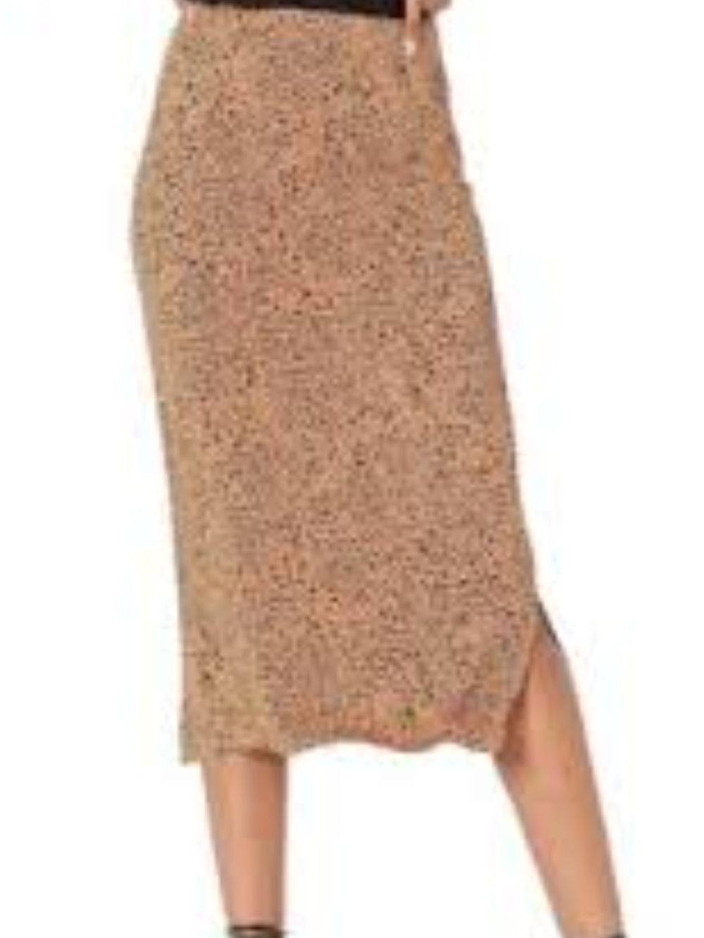 Amazon Essentials Tan Speckle Midi Skirt with Side Slit
